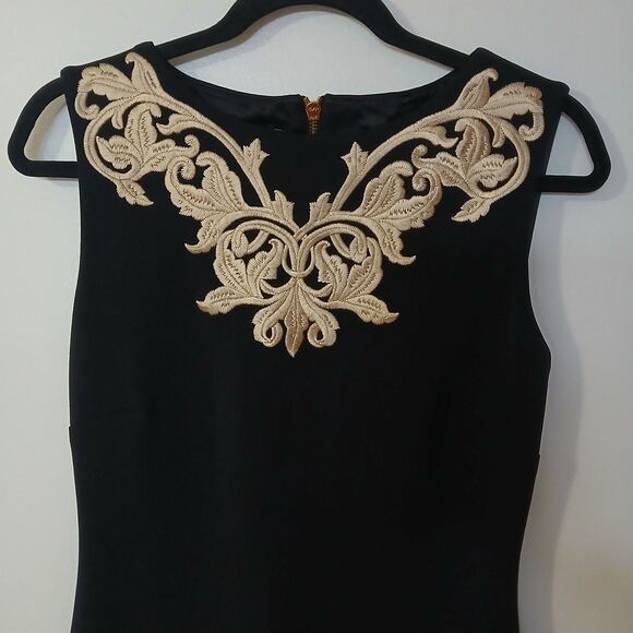 Ted Baker Tammara Black Embroidered Collar Party Cocktail Sheath Dress 3 (8) - Picture 6 of 11
